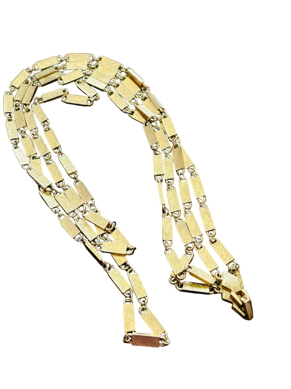 D’Orlan Signed Vintage 80s Nina Ricci Two Strand Bar Link Gold Tone Necklace 25”